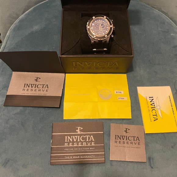 Mens Invicta Reserve Watch Black and Silver - Picture 8 of 12